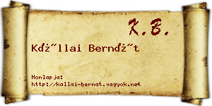 Kállai Bernát névjegykártya
